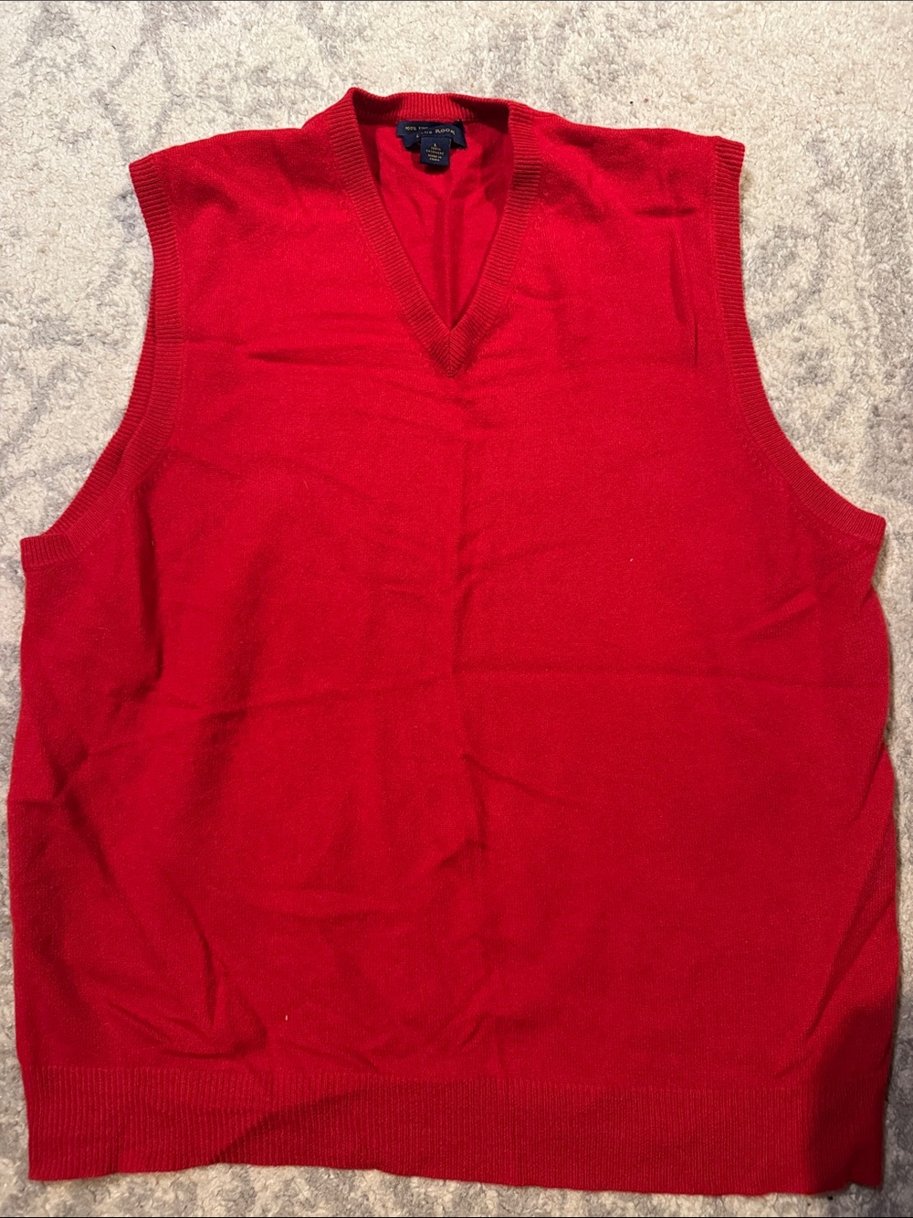 Club Room Red V-Neck Sweater Vest 100% cashmere